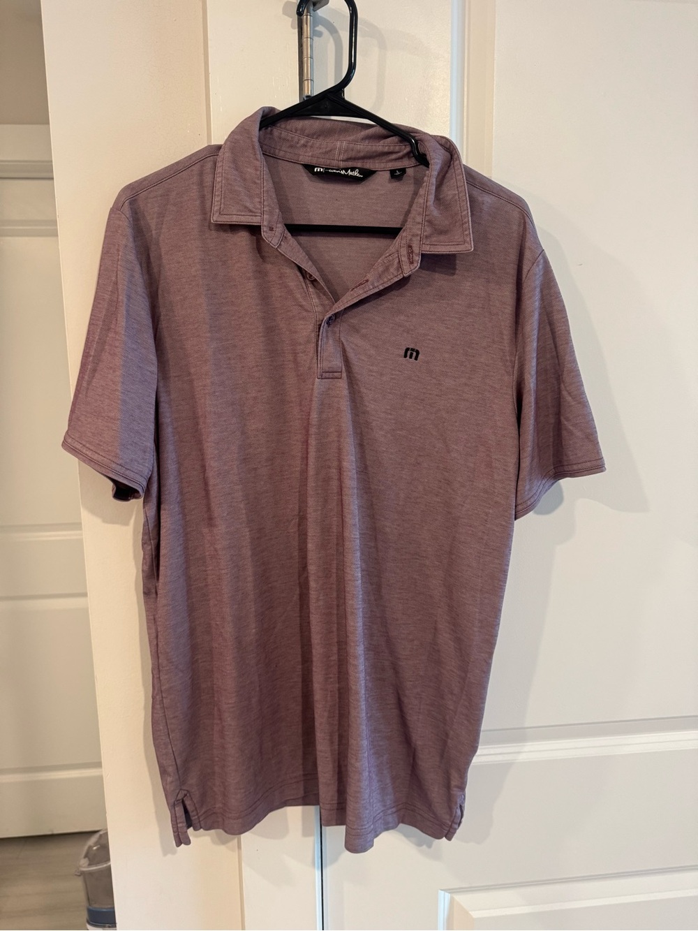 Travis Mathew Heathered Mauve Short-Sleeve Polo